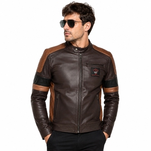 Men Leather <b>Jacket</b> Premium Genuine Leather Outerwear Classic Casual Coat Comfortable Fit For Winter Fashion Travel Outdoor - Product Image 4