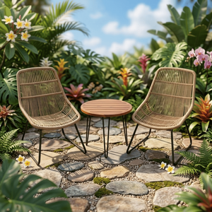 Conjunto de Bistro de Jardín de Ratán de Dos Plazas, Moderno y Ecológico, con Acabado Resistente al Agua - Product Image 1