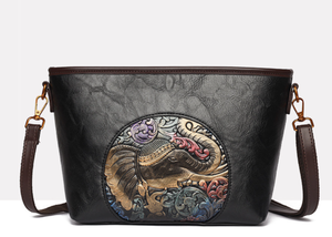 Bolso bandolera suave de cuero PU con estampado de elefante para mujer, bolso de hombro con correa larga, estampado de animales vintage, con cremallera, impermeable - Product Image 2