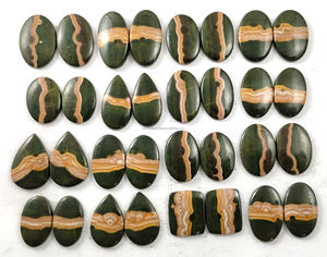 พลอยแจสเปอร์ธรรมชาติแบบหลวมขายส่งจำนวนมาก คริสตัลควอตซ์บำบัดจักระทั้งเจ็ดแบบคาโบชอง ขายส่งเป็นคู่ - Product Image 1