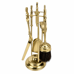 Juego de Herramientas para Chimenea de Latón Vintage de Lujo, Kit de Accesorios para Chimenea con Pala, Cepillo, Pinzas y Soporte para el Hogar - Product Image 6