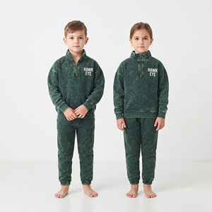 Conjunto Deportivo Unisex Personalizado al por Mayor para Niños, Sudadera y Pantalones Deportivos de Algodón Lavado con Ácido en Color Sólido a la Moda - Product Image 2