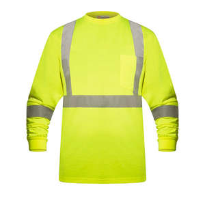 Camiseta DE SEGURIDAD reflectante de poliéster 100% de alta visibilidad amarillo fluorescente manga completa 4X-Large - Product Image 1