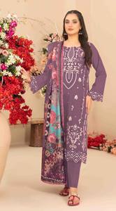 Salwar Kameez Étnico Semisentado de Algodón Cambray para Mujer con Bordado y Trabajo Khatli para Fiestas, Bodas y Diwali - Product Image 6