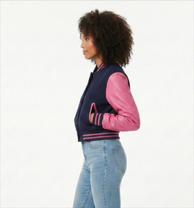 Vestes universitaires courtes pour femmes, respirantes, à prix abordable, tricotées, couleurs personnalisables, corps et manches de couleurs différentes - Product Image 6