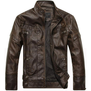 Veste d'hiver classique pour homme en cuir véritable vintage ciré, style universitaire, douce et classique - Product Image 1