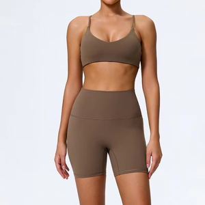 Women's Yoga Suit 2 Piece Set Quick-Drying Breathable Spandex/Nylon Gym & Running Workout Sleeveless <b>Sports</b> <b>Shirt</b> Elastic Waist - Product Image 2