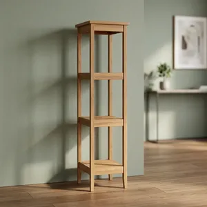 Étagère de rangement minimaliste en bois à 3 niveaux, porte-serviettes autoportant, organisateur gain de place pour salle de bain et placard - Product Image 1