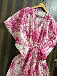 Vestido Maxi Tipo Caftán de Algodón con Estampado Tropical para Mujer, Estilo Boho, para la Playa, Holgado, Lavable, para Uso Diario, Tipo Kimono - Product Image 4
