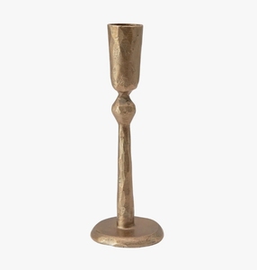 Handcrafted <b>Antique</b> <b>Brass</b> Taper Candle Holder with Hammered Texture and Sculptural Stem for Elegant Vintage Tabletop Decor - Product Image 3