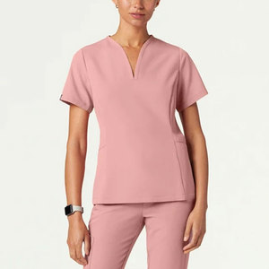 Nouvelle Arrivée Blouse d'Infirmière Unisexe d'Été Coupe Ajustée Manches Courtes Tissu Tricoté Couleur Personnalisée Logo Poches Design Usage Hospitalier - Product Image 1