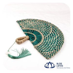 HIGH QUALITY Sustainable Handmade Seagrass Hand Fan Rustic Woven Straw Cooling Fan For Bridal Shower Party <b>Gift</b> From Vietnam - Product Image 1