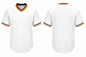 Maillot de baseball blanc pour homme, col en V, manches courtes, évacuation de l'humidité, 100 % polyester, coupe classique adulte, 180 g/m² - Product Image 3