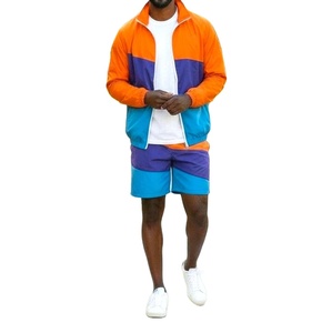 Windbreaker Summer Suit Customized Printed Logo Zip-Up Stand Retro Men's Color Block Nylon Waterproof Breathable - Product Image 2