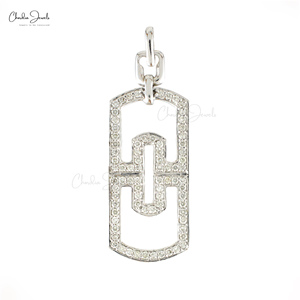 Pendentif entrelacé en diamant blanc de qualité supérieure, grand pendentif pour femme en or blanc véritable 14 carats, cadeau - Product Image 1
