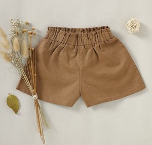 Pantalones Cortos Casuales para Niños Pequeños, 100% Algodón, Colores Sólidos, Cintura Elástica con Volantes, Cierre de Cremallera, Secado Rápido - Product Image 2