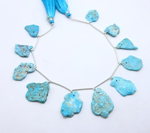 11 perles brutes lisses en turquoise naturelle d'Arizona, percées sur le devant, pour la fabrication de bijoux DIY - Product Image 3
