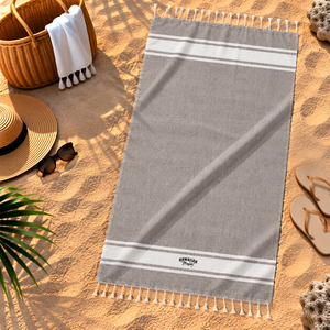Serviette de plage Fouta à motif imprimé, haute absorption, taille et couleur personnalisées, 100% coton, serviette de plage Fouta rayée OEM. - Product Image 5