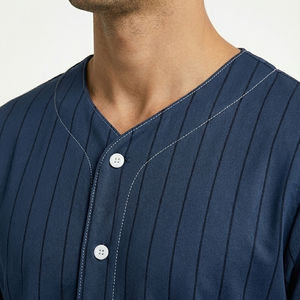 Camiseta de Béisbol a Rayas Moderna, Manga Corta, Cierre de Botones Delanteros, Corte Regular, Ropa Deportiva al Por Mayor, 100% Poliéster - Product Image 3