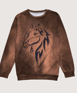 Sudadera Casual de Mujer para San Valentín, Color Marrón, con Estampado de Dibujos Animados, Cuello Redondo, Tejido Suave, Manga Larga, para Toda Temporada - Product Image 1