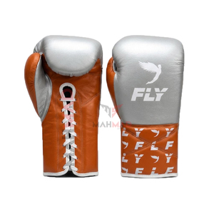 Fabrication en usine de gants de boxe sur mesure en argent et violet, 100% cuir véritable, équipement de boxe professionnel. - Product Image 4