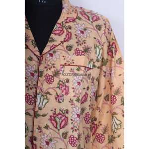 เดรสยาวพิมพ์ลายดอกไม้ผ้าฝ้าย แขนสไตล์เกาหลี พิมพ์ลายด้วยมือ คอวี ไซส์มินิ เสื้อเชิ้ตสไตล์ลำลอง ใส่ไปงานปาร์ตี้ฤดูร้อนได้ - Product Image 3