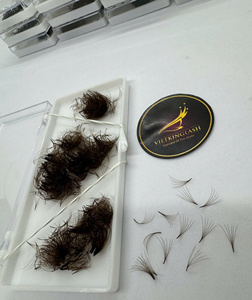VIETKINGLASH Extensions de cils préfabriquées 6D en éventail, volume naturel brun, faites à la main, base pointue, PBT coréen 0.07 D M Curl - Product Image 2