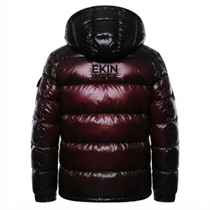 Blouson matelassé brillant bordeaux tendance pour homme, idéal pour les fêtes, chaud et rembourré pour l'hiver, séchage rapide, en nylon, fabriqué en usine - Product Image 2