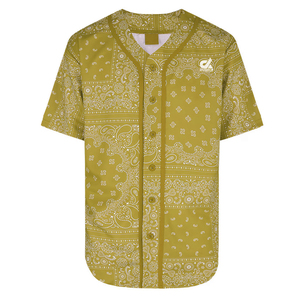 Maillot de baseball personnalisé pour homme, imprimé bandana noir, respirant, en polyester, boutonné, streetwear, uniforme d'équipe, fournisseur OEM en gros - Product Image 5