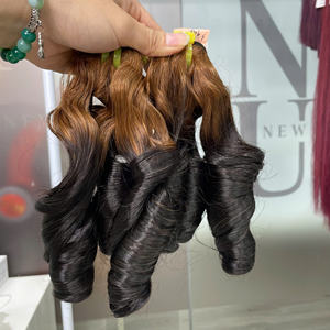 Extensiones de Cabello Rizado Mágico, Cabello Virgen Vietnamita para Mujeres, Cabello Marrón Ombre, Super Double Drawn, Precio de Fábrica al por Mayor - Product Image 6