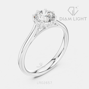 Bague de fiançailles solitaire en or blanc 14 carats avec diamant de laboratoire certifié IGI, taille ronde 0,95 carat, bijoux fins pour mariage et anniversaire - Product Image 2