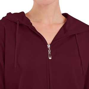 Survêtement à capuche uni pour femme avec fermeture éclair intégrale, poches latérales, décontracté, extensible dans quatre directions, écologique, respirant, en polyester pour l'hiver - Product Image 4