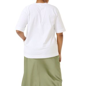 เสื้อยืดสีขาวเปล่าขนาดใหญ่พิเศษสำหรับผู้หญิง ผ้าฝ้ายทรงหลวม สไตล์ลำลอง เรียบง่าย รับผลิตตามแบบ (OEM) เสื้อผ้าสตรีทแวร์ แฟชั่นฤดูร้อน เสื้อยืดขายส่ง - Product Image 4