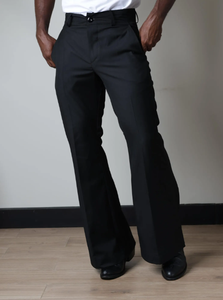Pantalones Acampanados para Hombre, Corte Campana, Estilo Vintage, Relajados, Modernos, Casuales, Transpirables, Teñidos, de Poliéster y Algodón - Product Image 4