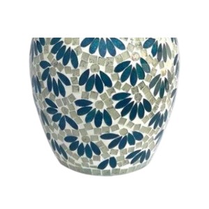 Handcrafted Blue Mother of Pearl Inlaid Floral Pattern <b>Vase</b> Elegant Shell Mosaic Flower Pot with <b>Unique</b> Accents - Product Image 3