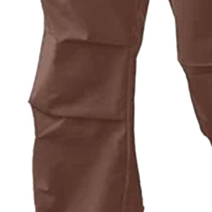 Pantalon cargo harem marron pour homme, taille élastique avec cordon de serrage, plusieurs poches, style décontracté, tissu léger en lin/coton, idéal pour le printemps - Product Image 5