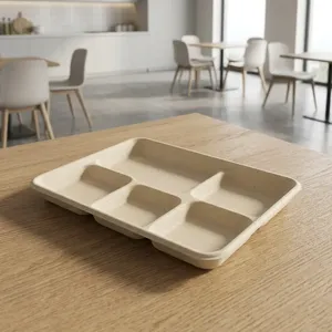 Best Quality 5 Inch Square <b>Pulp</b> Moulded Disposable Serving Tray Eco Friendly Biodegradable Water Resistant for Party Catering - Product Image 6