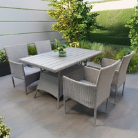 Ensemble de meubles de jardin en rotin moderne avec table en verre trempé et chaises rembourrées, style cuisine, pour l'extérieur, 1 table et 4 chaises