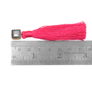 Pendientes Largos con Borlas Rosadas y Piedra de Labradorita Natural, Baño de Oro, para Mujer - Product Image 4