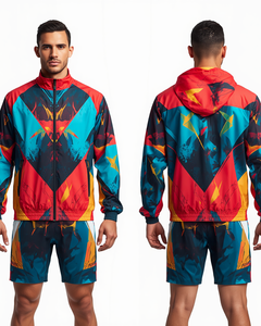 Conjunto Deportivo de Dos Piezas para Hombre, Chaqueta Cortavientos con Estampado por Sublimación - Product Image 4