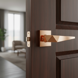 Premium Brass Mortise Door <b>Handle</b> Angular Design | Modern Luxury Doors Hardware in Antique Graphite Black Z-Black PVD Gold - Product Image 3