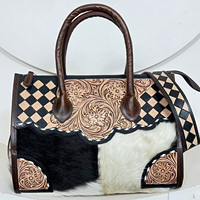 Sac à main en cuir à carreaux fait main de luxe de nouvelle mode, sac à main en cuir de vache occidental, sac à bandoulière pour femmes