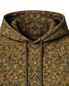 Sudadera con Capucha para Mujer, Estampado Floral Vintage Marrón Oliva, Felpa de Algodón, Estilo Casual, Fabricante Personalizado, Proveedor Mayorista de Ropa - Product Image 5