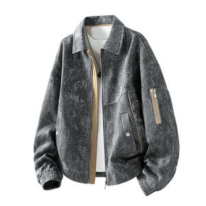 <b>Men's</b> Washed <b>Corduroy</b> Bomber <b>Jacket</b> Turn-down Collar Zipper Closure Casual Autumn Winter Outerwear M-8XL Windproof Breathable - Product Image 4