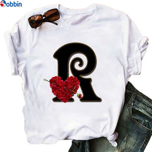 Nueva Camiseta de Verano para Parejas, Unisex, con Estampado del Alfabeto Inglés, Transpirable, con Letras y un Estilo Dulce y Encantador, Talla Grande para Mujer - Product Image 6