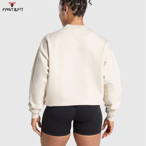 Women's Casual Heavyweight Woven Fleece Embroidered Windproof Breathable Sweatshirt Autumn Oversized Crewneck Front Logo <b>Hoodie</b> - Product Image 2