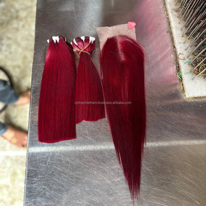 Produits capillaires en cheveux naturels abordables : Mèches de cheveux bruts vietnamiens avec pack de tissage et dentelle frontale pour perruques en cheveux naturels, texture personnalisable - Product Image 1