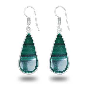 Pendientes Colgantes Minimalistas de Malaquita Natural con Baño de Plata, Joyería de Piedras Preciosas para Mujer, Regalo para Fiestas, Venta al por Mayor - Product Image 2