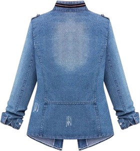 Women's Black Denim Jackets <b>Button</b> Beaded Loose Fit Casual Outerwear Eco-Friendly Polyester/Cotton Fabric Color 2026 - Product Image 4