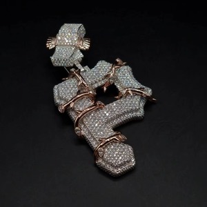 Wholesale Men Charms 925 <b>Silver</b> Iced Out Hiphop Letter <b>Pendant</b> Fit Cuban Link Chain Moissanite Diamond <b>Initial</b> Letter <b>Pendant</b>. - Product Image 6